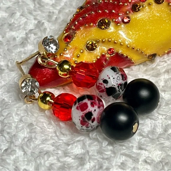Red and black earrings-onyx - Picture 3 of 5